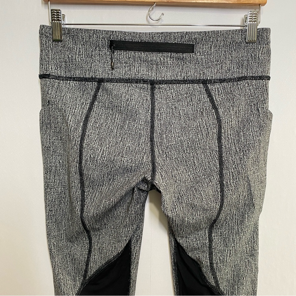 Lululemon Pace Rival Crop Cross Hatch Legging Grey Black Size 8 Yoga Athleisure - Picture 7 of 12
